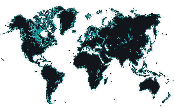 World map showing Team Xcelera's global connections
